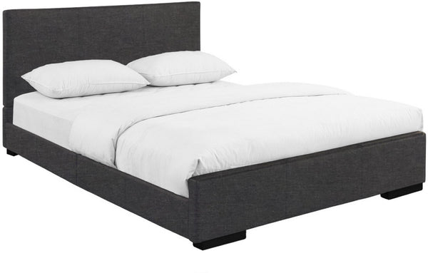 HomeRoots Brown Upholstered Platform Bed – Modern Comfort with Sturdy Wood Frame and Stylish Slat System Grey KING 397036