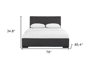 HomeRoots Brown Upholstered Platform Bed – Modern Comfort with Sturdy Wood Frame and Stylish Slat System Grey KING 397036