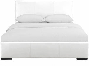 HomeRoots Brown Upholstered Platform Bed – Modern Comfort with Sturdy Wood Frame and Stylish Slat System White Twin 397037