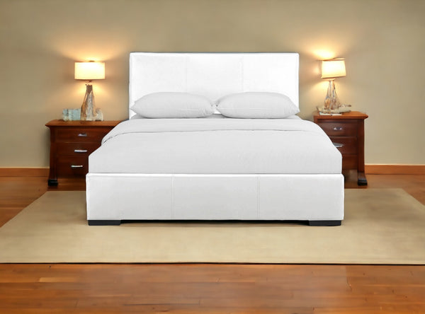 Homeroots White Upholstered Full Platform Bed White Solid Manufactured Wood 397038