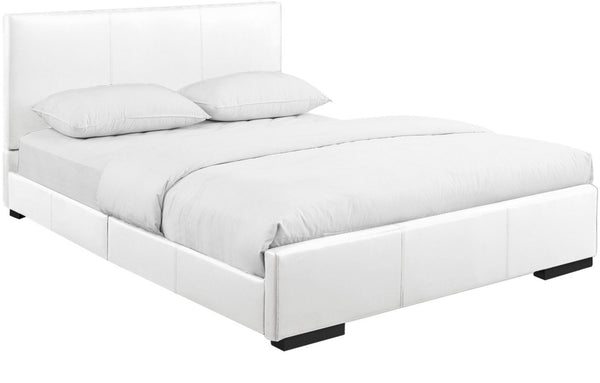 Homeroots White Wood And Faux Leather Queen Bed Frame White Solid Manufactured Wood 397039
