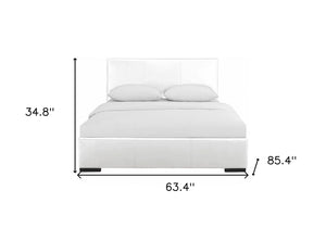 HomeRoots Brown Upholstered Platform Bed – Modern Comfort with Sturdy Wood Frame and Stylish Slat System White Queen 397039