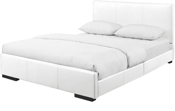 HomeRoots Brown Upholstered Platform Bed – Modern Comfort with Sturdy Wood Frame and Stylish Slat System White KING 397040