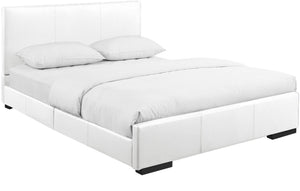Homeroots White Wood And Faux Leather King Bed Frame White Solid Manufactured Wood 397040