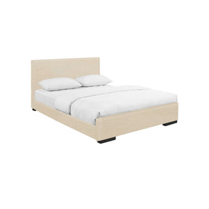 Homeroots Beige Wood And Faux Leather Twin Bed Frame Beige Solid Manufactured Wood 397041