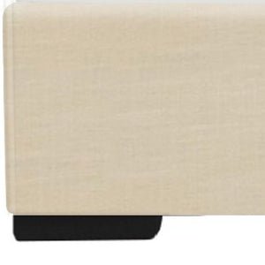 Homeroots Beige Wood And Faux Leather Queen Bed Frame Beige Wood 397043