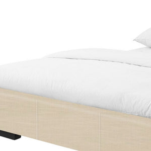 HomeRoots Brown Upholstered Platform Bed – Modern Comfort with Sturdy Wood Frame and Stylish Slat System Beige KING 397044