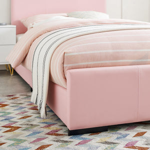 Homeroots Pink Upholstered Twin Platform Bed Pink Wood 397045
