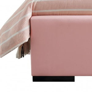 Homeroots Pink Upholstered Twin Platform Bed Pink Wood 397045
