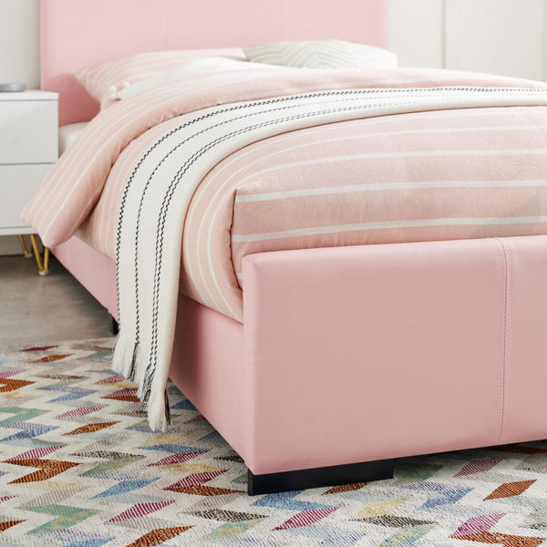 Homeroots Pink Upholstered Full Platform Bed Pink Wood 397046