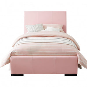 Homeroots Pink Upholstered Full Platform Bed Pink Wood 397046