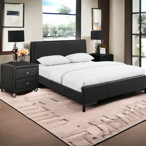 Homeroots Black Wood And Faux Leather Twin Bed Frame Black Wood 397047