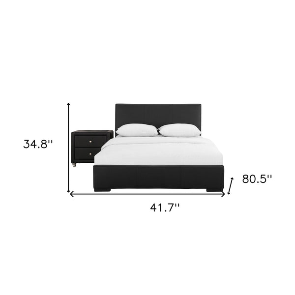 Homeroots Black Wood And Faux Leather Twin Bed Frame Black Wood 397047