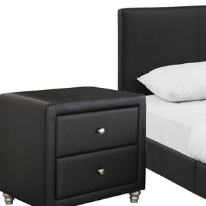 Homeroots Black Wood And Faux Leather Twin Bed Frame Black Wood 397047