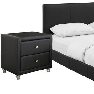 Homeroots Black Wood And Faux Leather Twin Bed Frame Black Wood 397047