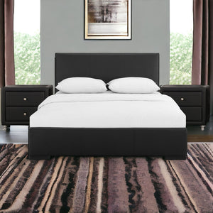 Homeroots Solid Manufactured Wood Black Standard Bed Upholstered With Headboard Black Wood 397051