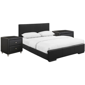 Homeroots Black Wood And Linen King Bed Frame Black Wood 397052
