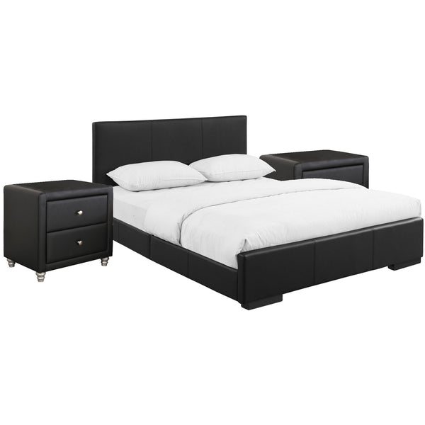 Homeroots Black Wood And Linen King Bed Frame Black Wood 397052
