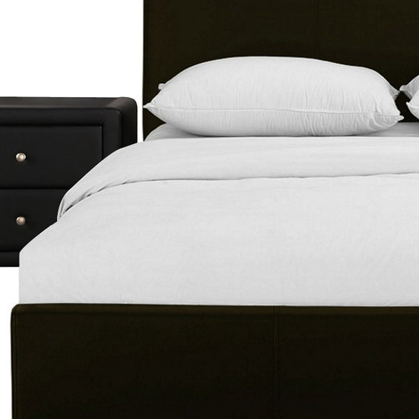 Homeroots Brown Upholstered Twin Platform Bed With Nightstand Brown Wood 397053