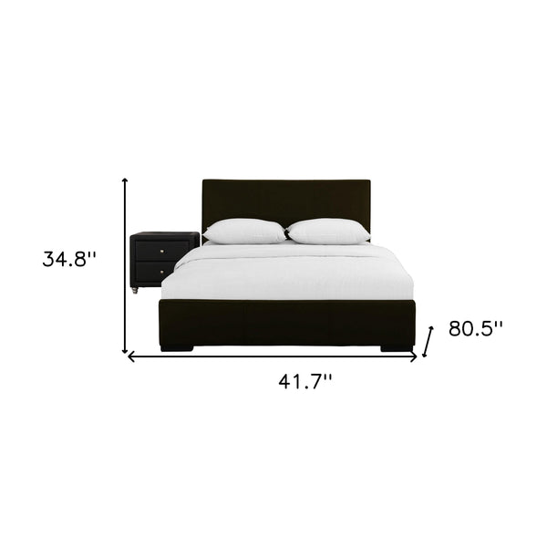 Homeroots Brown Upholstered Twin Platform Bed With Nightstand Brown Wood 397053