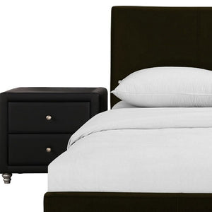 Homeroots Brown Upholstered Full Platform Bed With Nightstand Brown Wood 397054