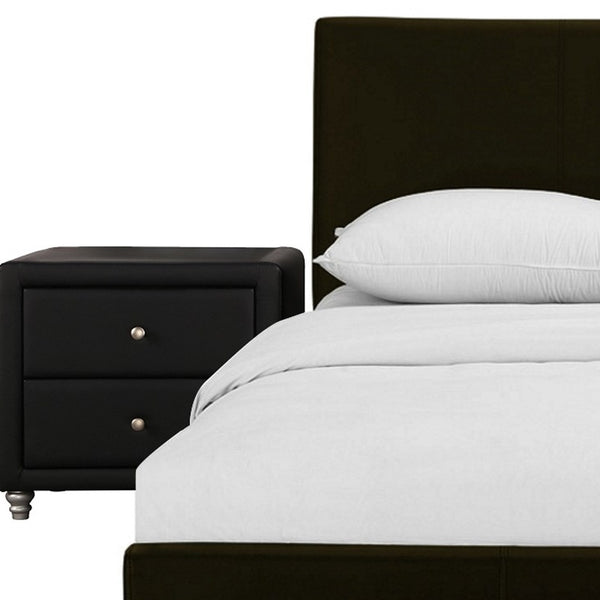 Homeroots Brown Upholstered Full Platform Bed With Nightstand Brown Wood 397054