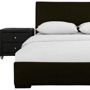 Homeroots Brown Upholstered Full Platform Bed With Nightstand Brown Wood 397054