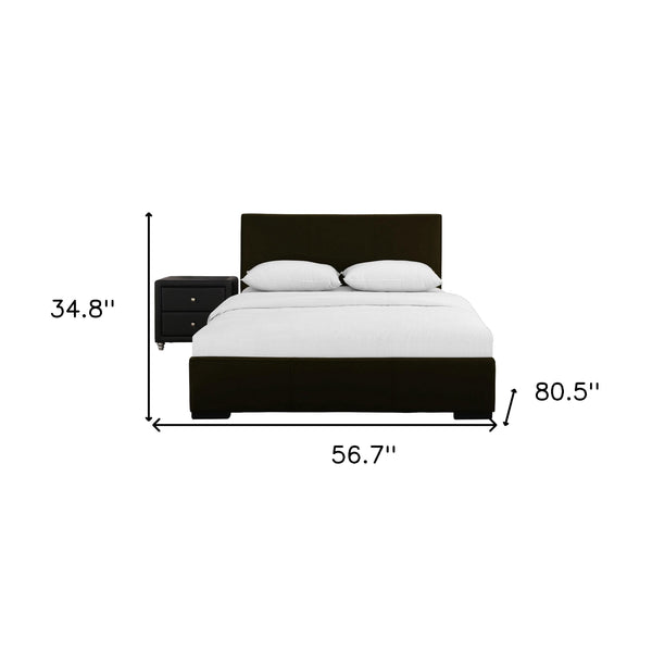 Homeroots Brown Upholstered Full Platform Bed With Nightstand Brown Wood 397054