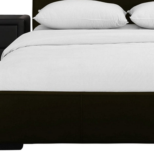 Homeroots Brown Upholstered Platform Queen Bed With Two Nightstands Brown Wood 397055