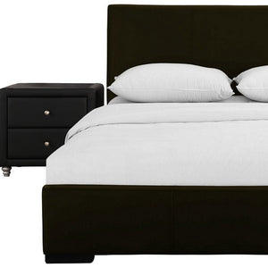 Homeroots Brown Upholstered Platform Queen Bed With Two Nightstands Brown Wood 397055