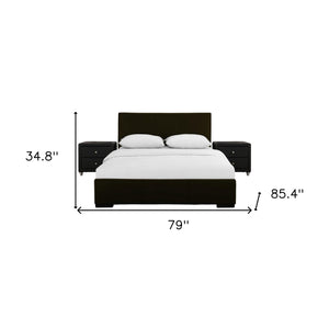 Homeroots Brown Upholstered Platform King Bed With Two Nightstands Brown Wood 397056