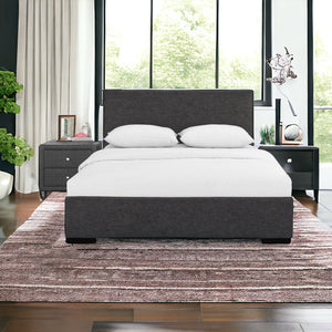 Homeroots Grey Upholstered Full Platform Bed With Nightstand Gray Wood 397058