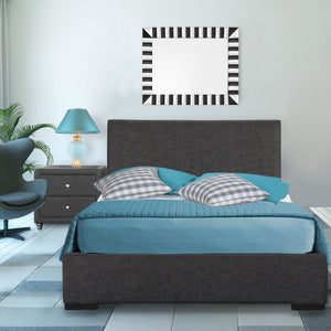 Homeroots Grey Upholstered Full Platform Bed With Nightstand Gray Wood 397058