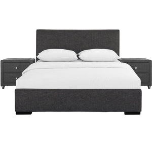 Homeroots Gray Solid And Manufactured Wood Queen Upholstered Polyester Blend Bed Frame Gray Wood 397059