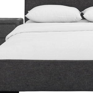 Homeroots Gray Solid And Manufactured Wood Queen Upholstered Polyester Blend Bed Frame Gray Wood 397059