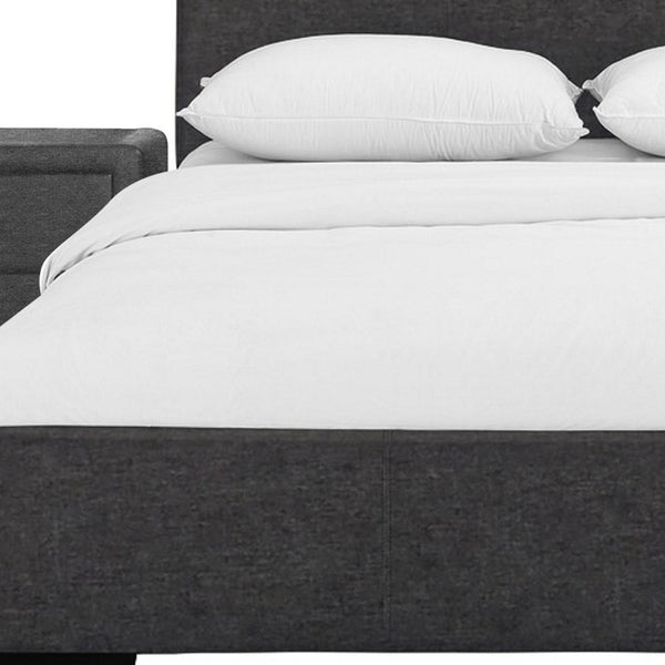 Homeroots Gray Solid And Manufactured Wood Queen Upholstered Polyester Blend Bed Frame Gray Wood 397059