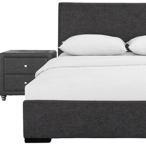 Homeroots Gray Solid And Manufactured Wood Queen Upholstered Polyester Blend Bed Frame Gray Wood 397059