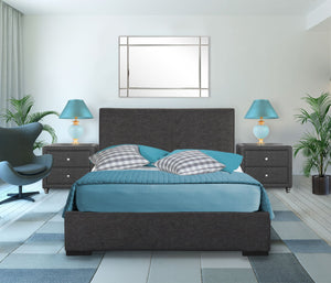 Homeroots Gray Solid And Manufactured Wood Queen Upholstered Polyester Blend Bed Frame Gray Wood 397059
