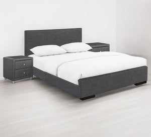Homeroots Gray Solid And Manufactured Wood King Upholstered Polyester Blend Bed Frame Gray Wood 397060