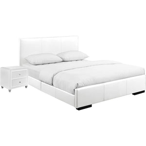 Homeroots Solid Manufactured Wood White Standard Bed Upholstered With Headboard White Wood 397061