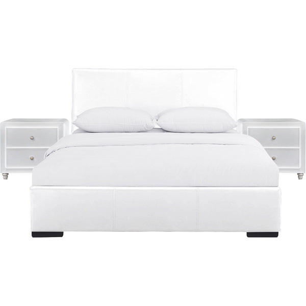 Homeroots Solid Manufactured Wood White Standard Bed Upholstered With Headboard White Wood 397063