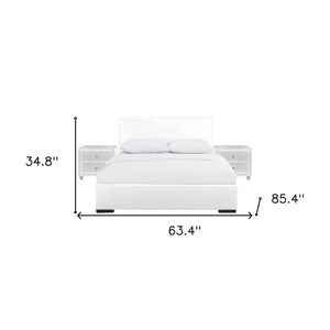 Homeroots Solid Manufactured Wood White Standard Bed Upholstered With Headboard White Wood 397063