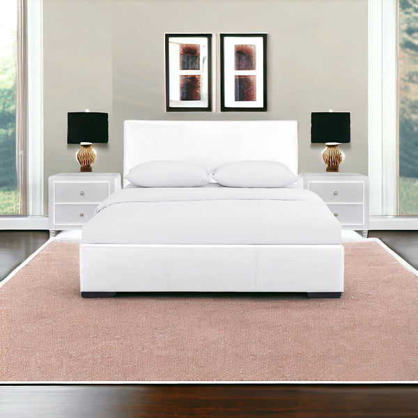 Homeroots White Upholstered Platform King Bed With Two Nightstands White Wood 397064