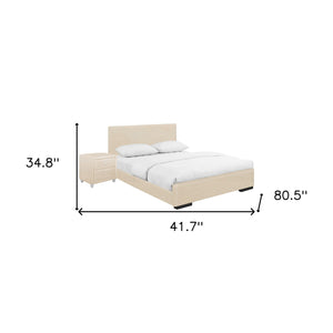 Homeroots Beige Wood And Faux Leather Twin Bed Frame Beige Solid Manufactured Wood 397065