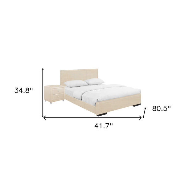 Homeroots Beige Wood And Faux Leather Twin Bed Frame Beige Solid Manufactured Wood 397065