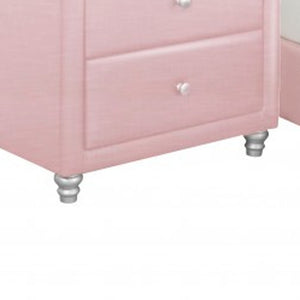 Homeroots Solid Manufactured Wood Pink Standard Bed Upholstered With Headboard Pink Wood 397069