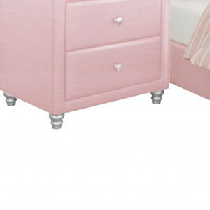 Homeroots Solid Manufactured Wood Pink Standard Bed Upholstered With Headboard Pink Wood 397069