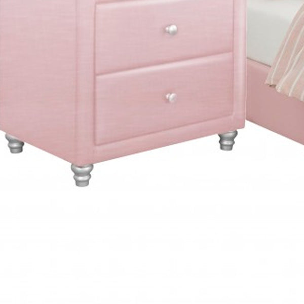 Homeroots Solid Manufactured Wood Pink Standard Bed Upholstered With Headboard Pink Wood 397069
