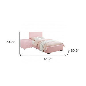 Homeroots Solid Manufactured Wood Pink Standard Bed Upholstered With Headboard Pink Wood 397069