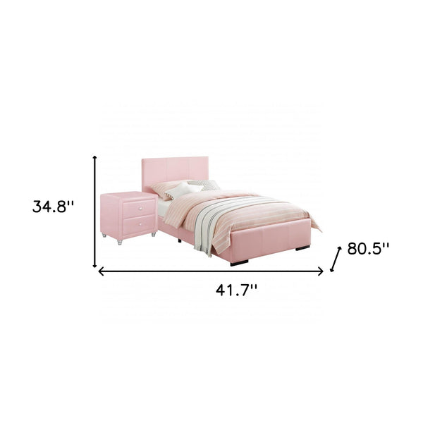 Homeroots Solid Manufactured Wood Pink Standard Bed Upholstered With Headboard Pink Wood 397069